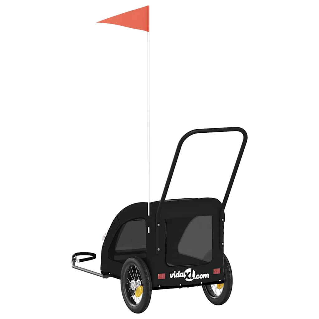 Τρέιλερ Ποδηλάτου Κατοικίδιων Μαύρο Ύφασμα Oxford/Σίδηρος