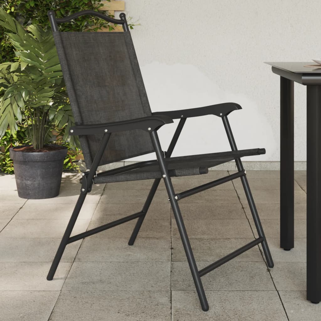 Πτυσσόμενες καρέκλες 4 τεμ. Melange Grey Steel και Textilene