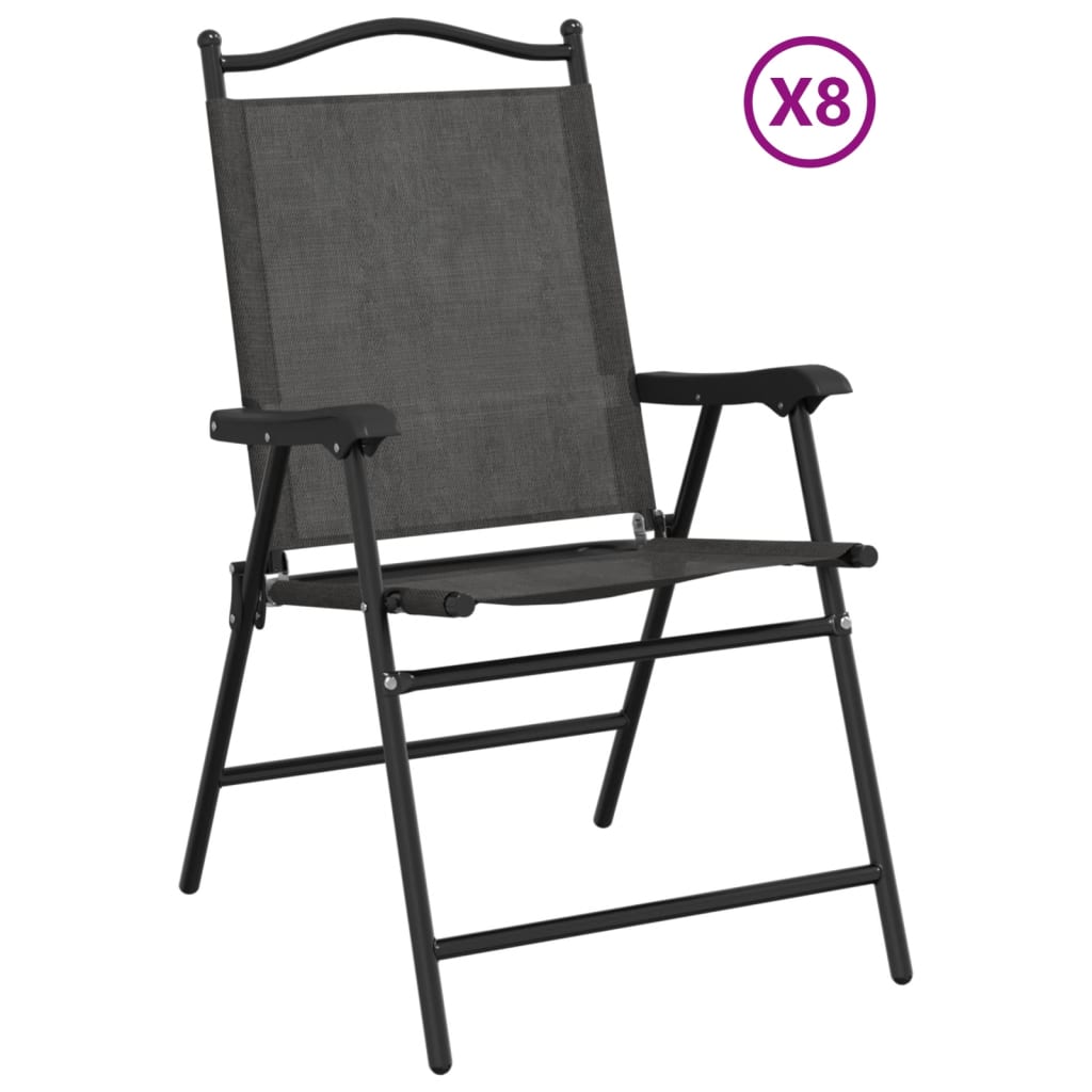Πτυσσόμενες καρέκλες 8 τεμ. Melange Grey Steel και Textilene – εικόνα προϊόντος 2