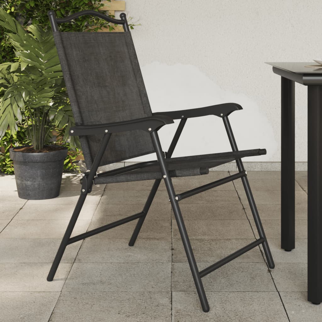 Πτυσσόμενες καρέκλες 8 τεμ. Melange Grey Steel και Textilene