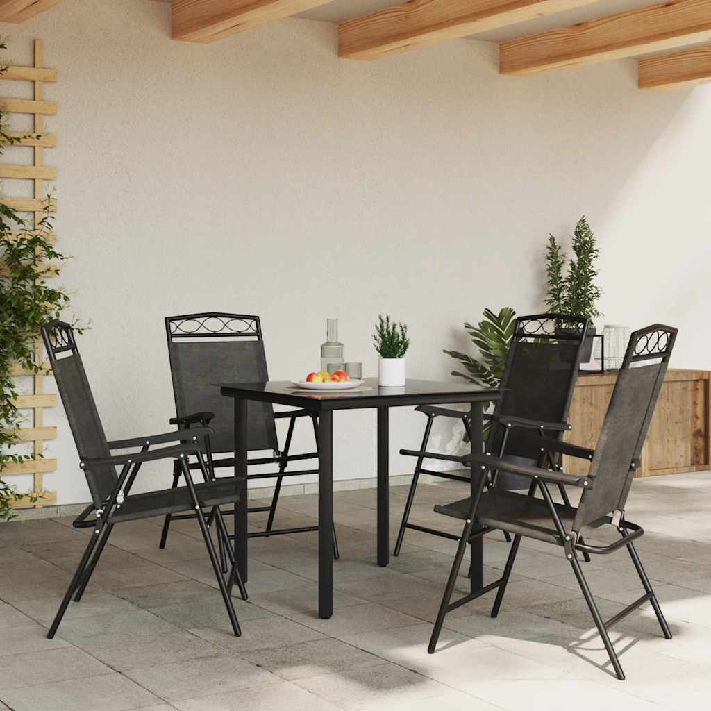 Πτυσσόμενες καρέκλες 4 τεμ. Melange Grey Steel και Textilene – εικόνα προϊόντος 3