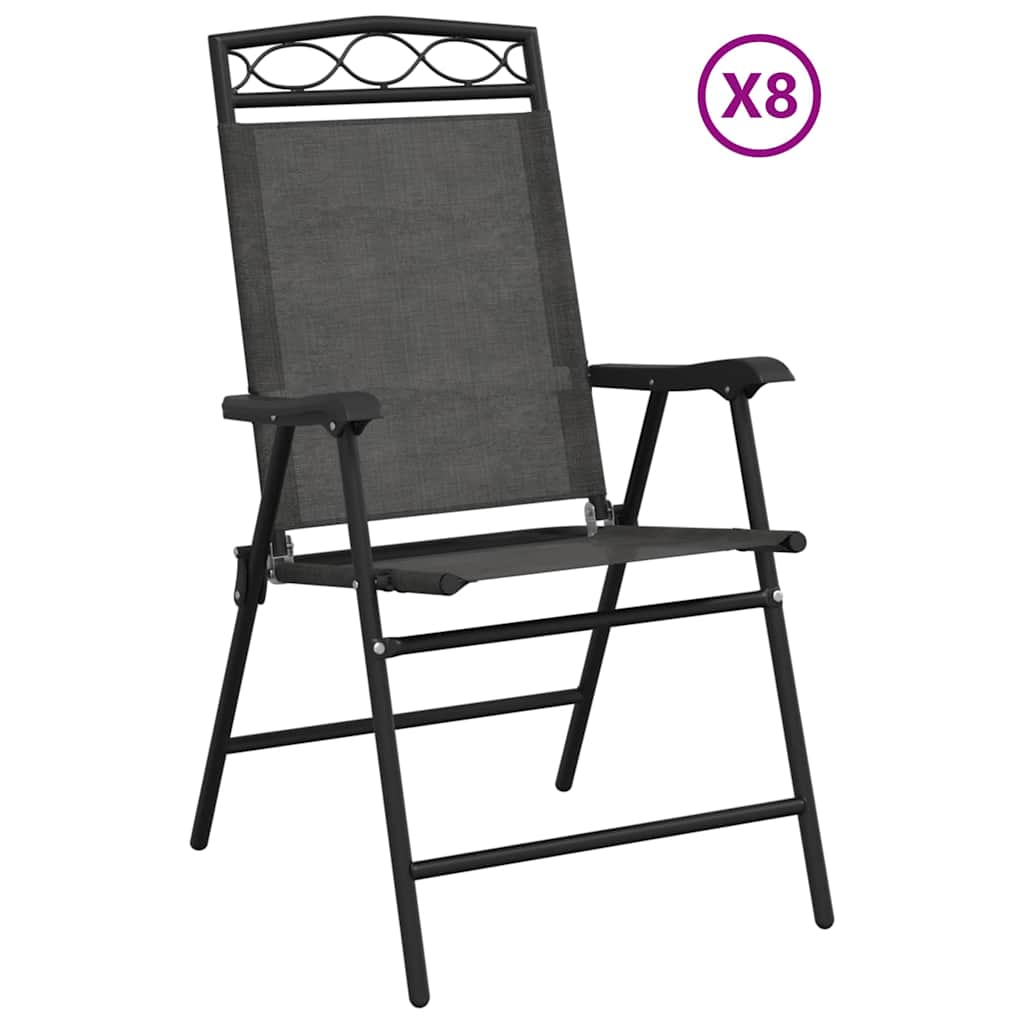 Πτυσσόμενες καρέκλες 8 τεμ. Melange Grey Steel και Textilene – εικόνα προϊόντος 2