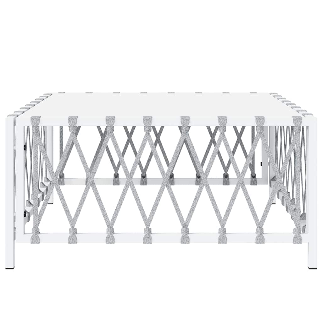 Τραπέζι Κήπου Λευκό 70 x 70 x 34 εκ. από Πλεγμένο Ύφασμα
