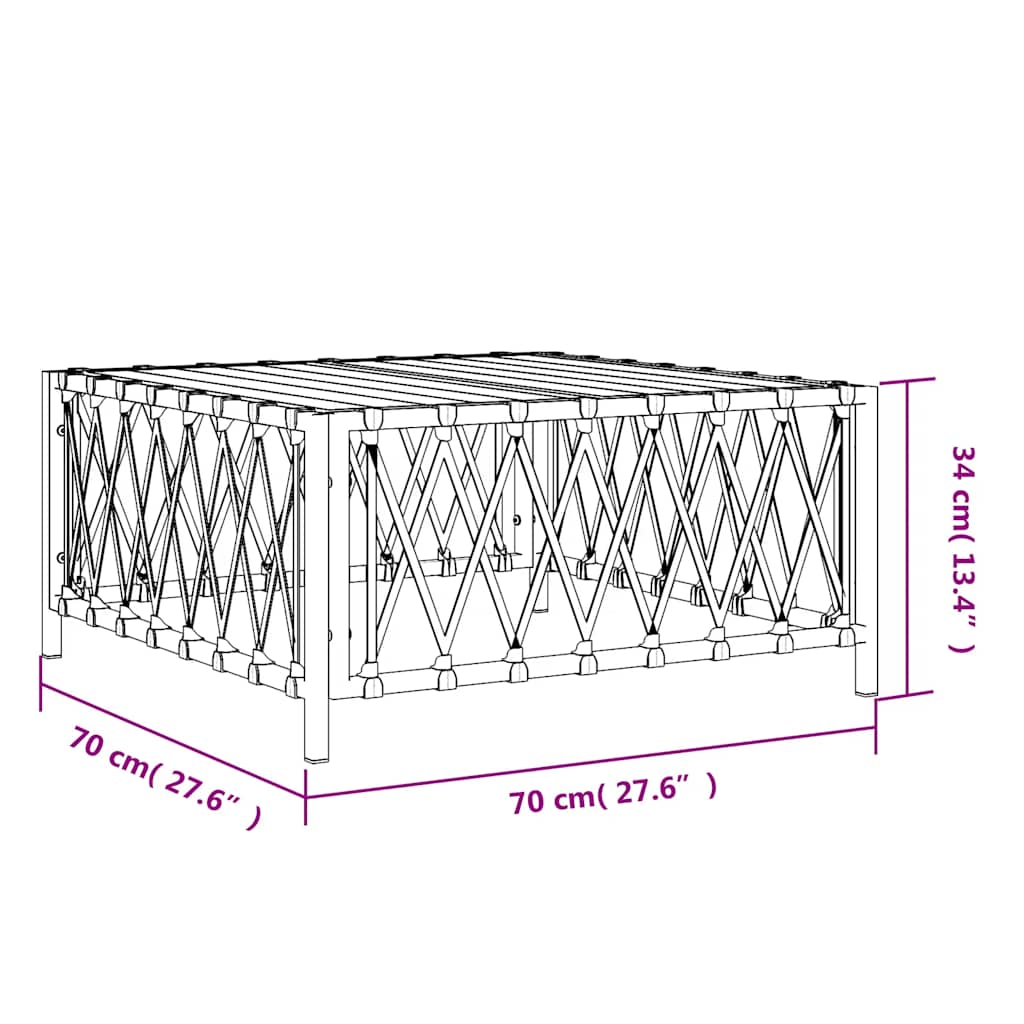 Τραπέζι Κήπου Λευκό 70 x 70 x 34 εκ. από Πλεγμένο Ύφασμα
