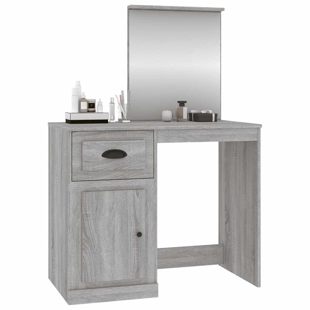 Μπουντουάρ με Καθρέφτη Γκρι Sonoma 90x50x132,5 εκ. Επεξ. Ξύλο