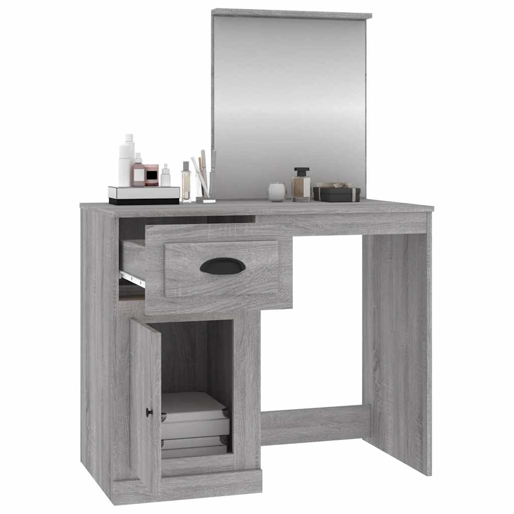 Μπουντουάρ με Καθρέφτη Γκρι Sonoma 90x50x132,5 εκ. Επεξ. Ξύλο