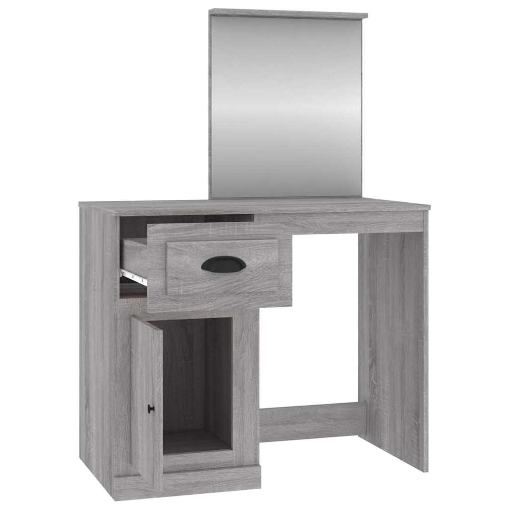 Μπουντουάρ με Καθρέφτη Γκρι Sonoma 90x50x132,5 εκ. Επεξ. Ξύλο