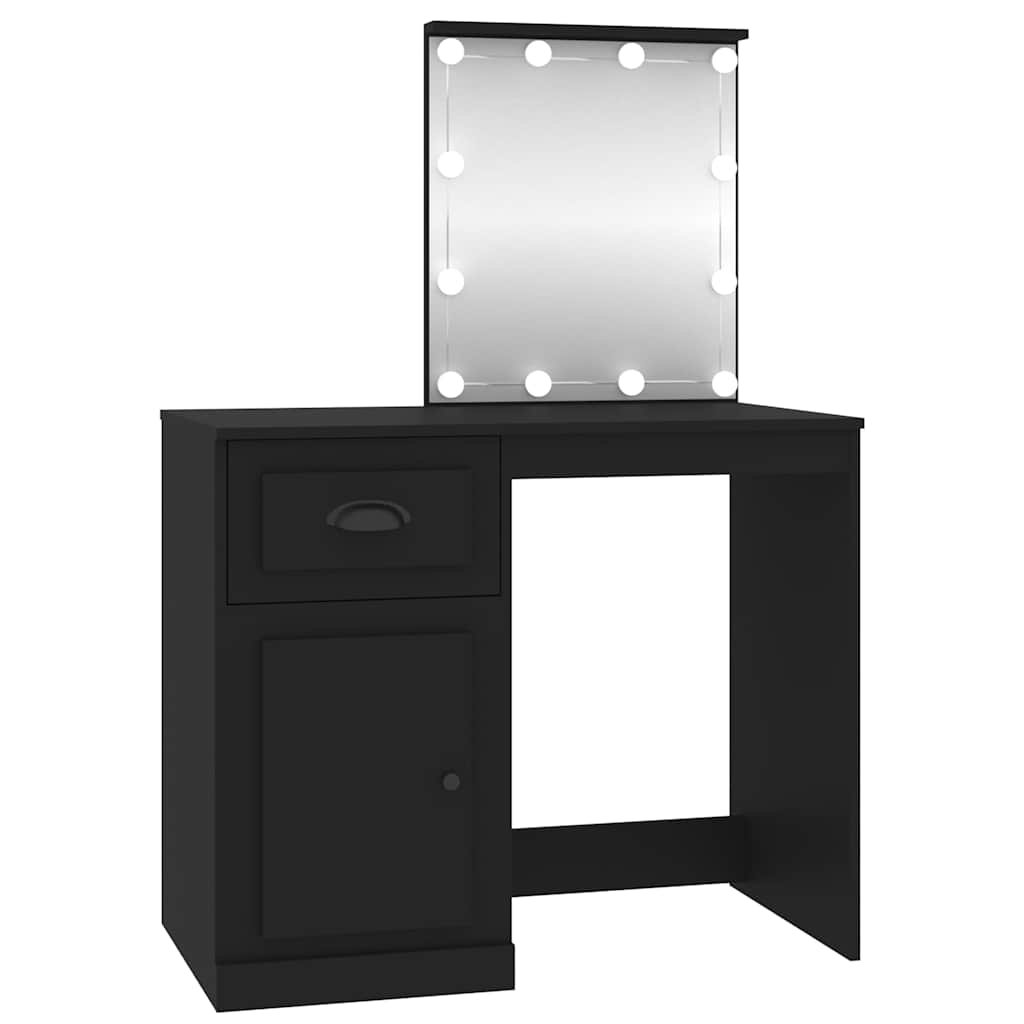 Μπουντουάρ με LED Μαύρο 90x50x132,5 εκ. Επεξ. Ξύλο