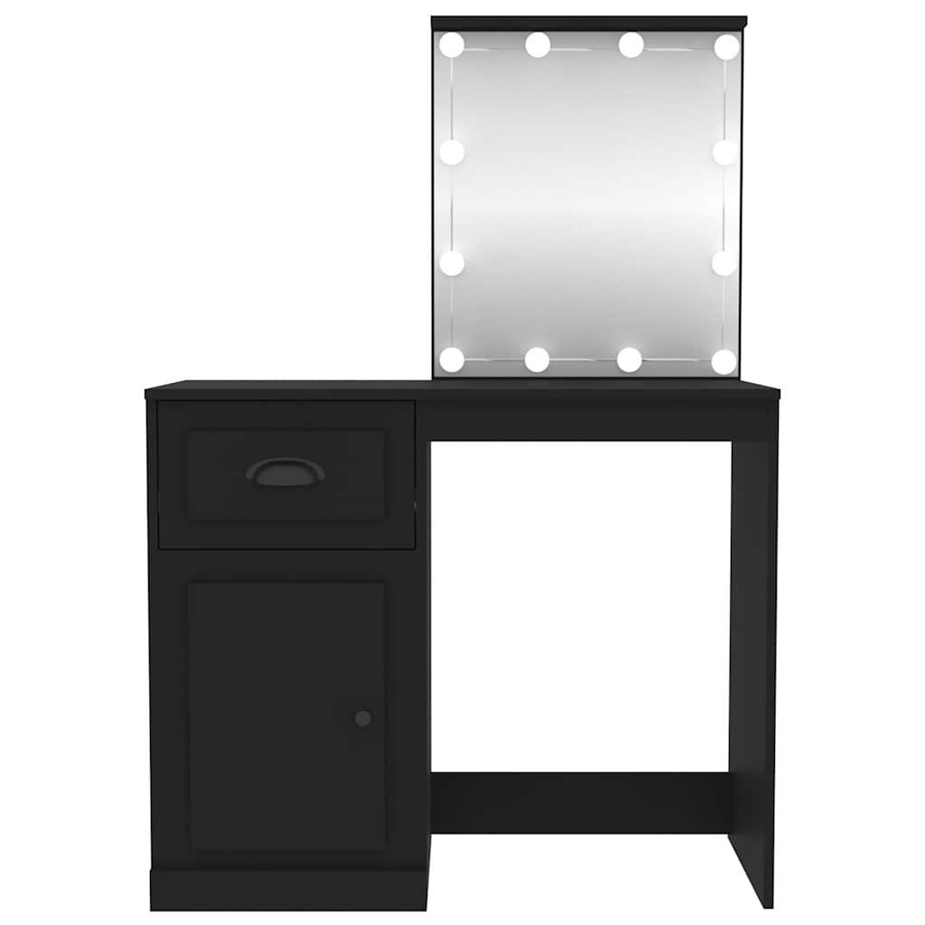 Μπουντουάρ με LED Μαύρο 90x50x132,5 εκ. Επεξ. Ξύλο