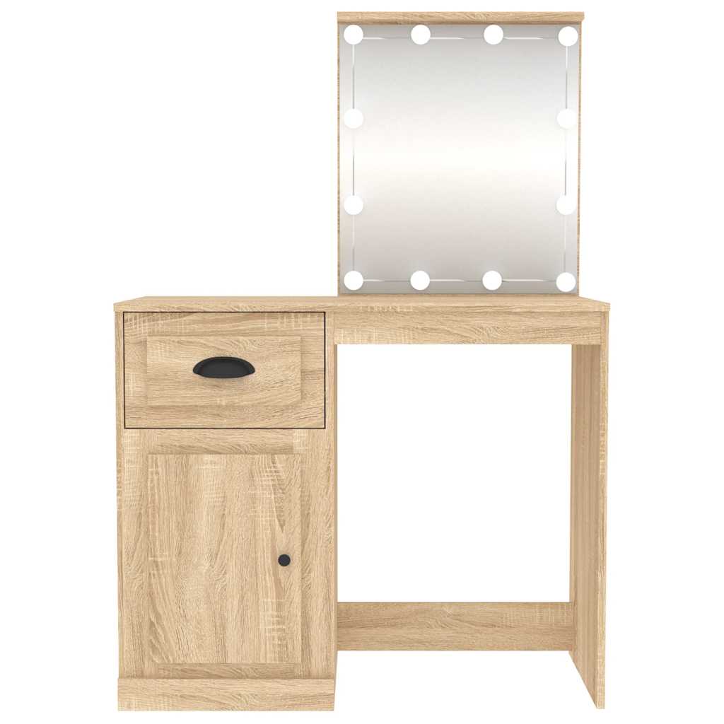 Μπουντουάρ με LED Sonoma Δρυς 90x50x132,5 εκ. Επεξ. Ξύλο