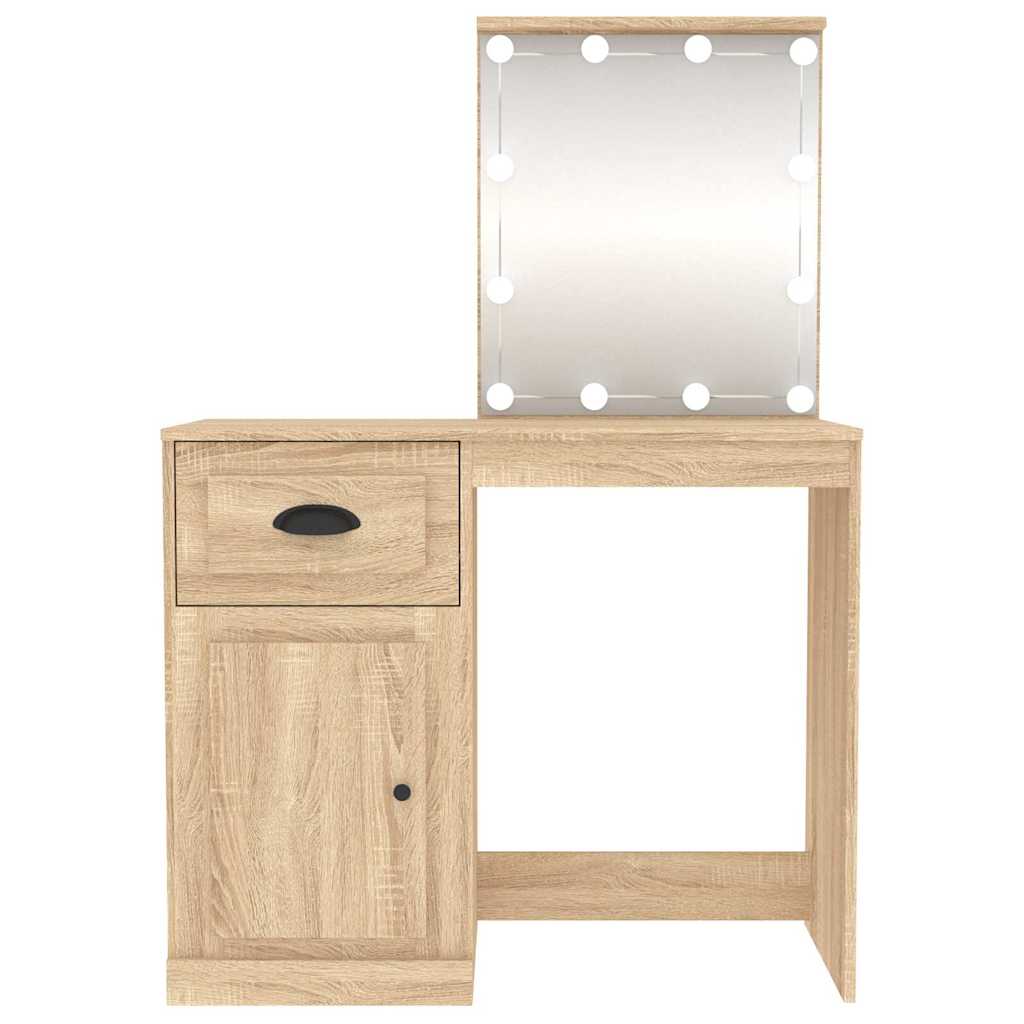 Μπουντουάρ με LED Sonoma Δρυς 90x50x132,5 εκ. Επεξ. Ξύλο