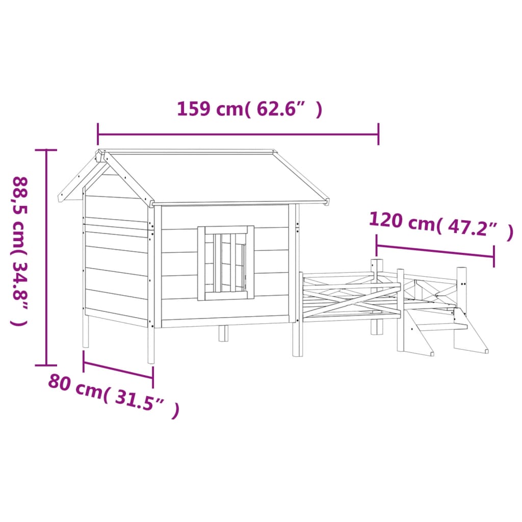 Σπίτι Σκύλου Καφέ 159 x 120 x 88,5 εκ. από Μασίφ Ξύλο Πεύκου