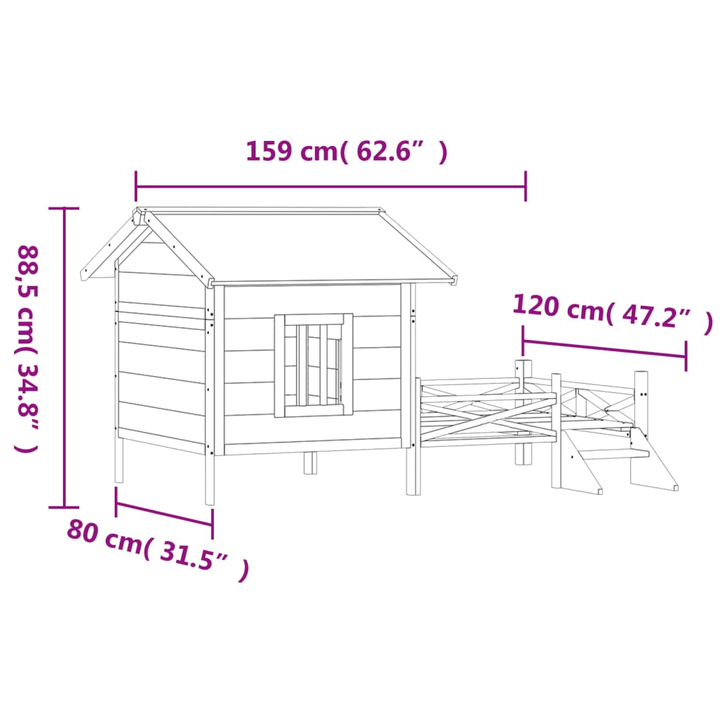 Σπίτι Σκύλου Μόκα 159 x 120 x 88,5 εκ. από Μασίφ Ξύλο Πεύκου