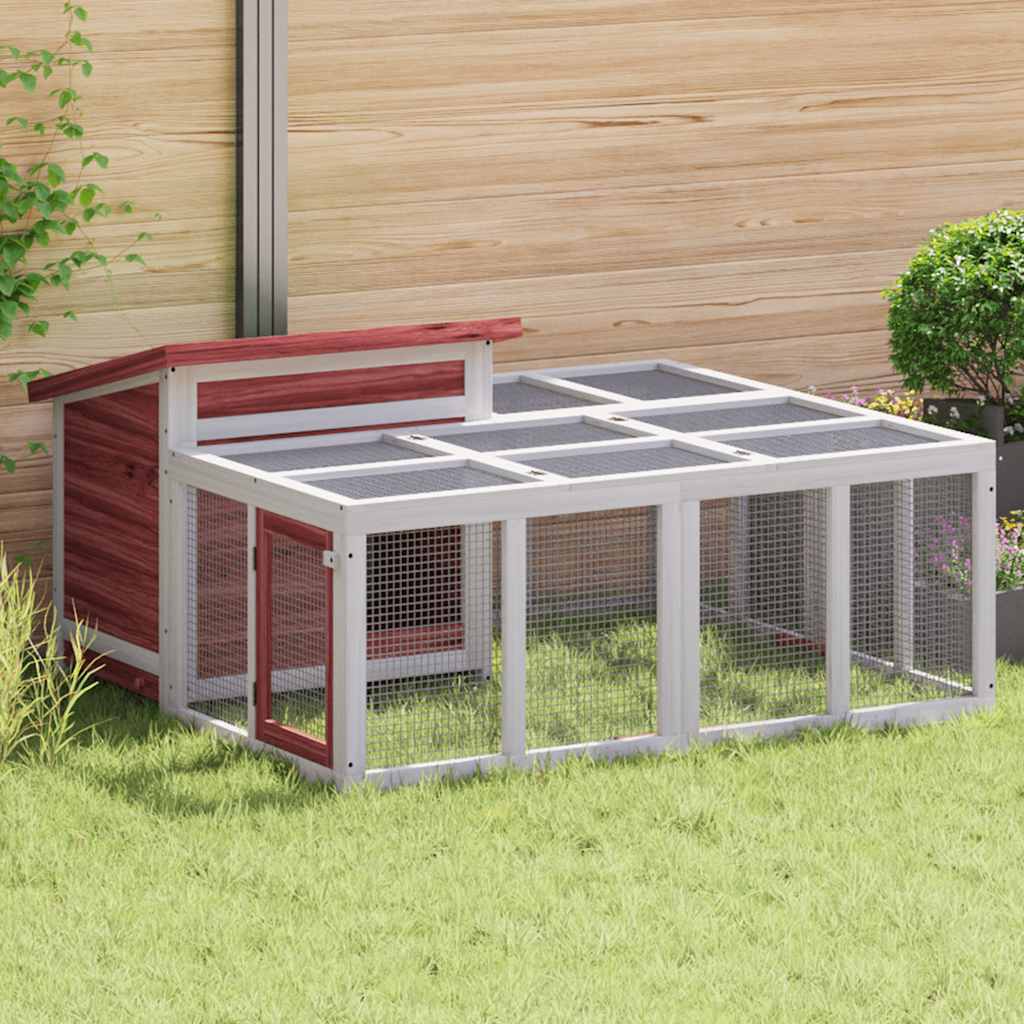 Κλουβί Κουνελιών Μόκα 144 x 123 x 67,5 εκ. Μασίφ Ξύλο Πεύκου