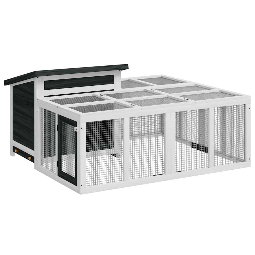Κλουβί Κουνελιών Γκρι 144 x 123 x 67,5 εκ. Μασίφ Ξύλο Πεύκου