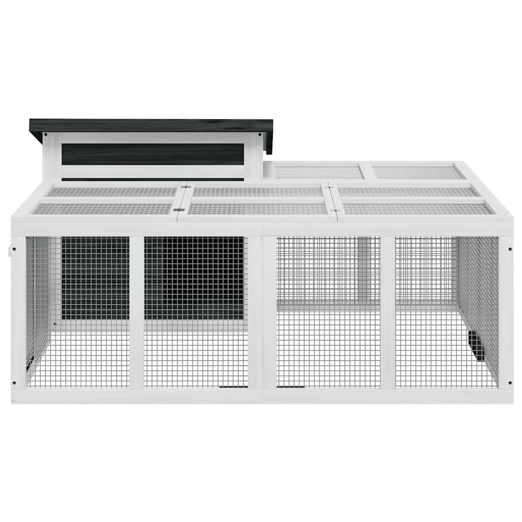 Κλουβί Κουνελιών Γκρι 144 x 123 x 67,5 εκ. Μασίφ Ξύλο Πεύκου