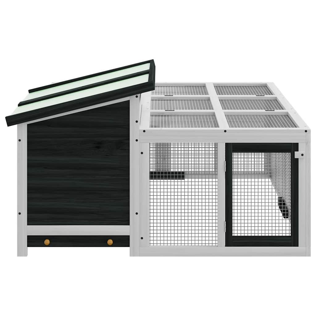 Κλουβί Κουνελιών Γκρι 144 x 123 x 67,5 εκ. Μασίφ Ξύλο Πεύκου