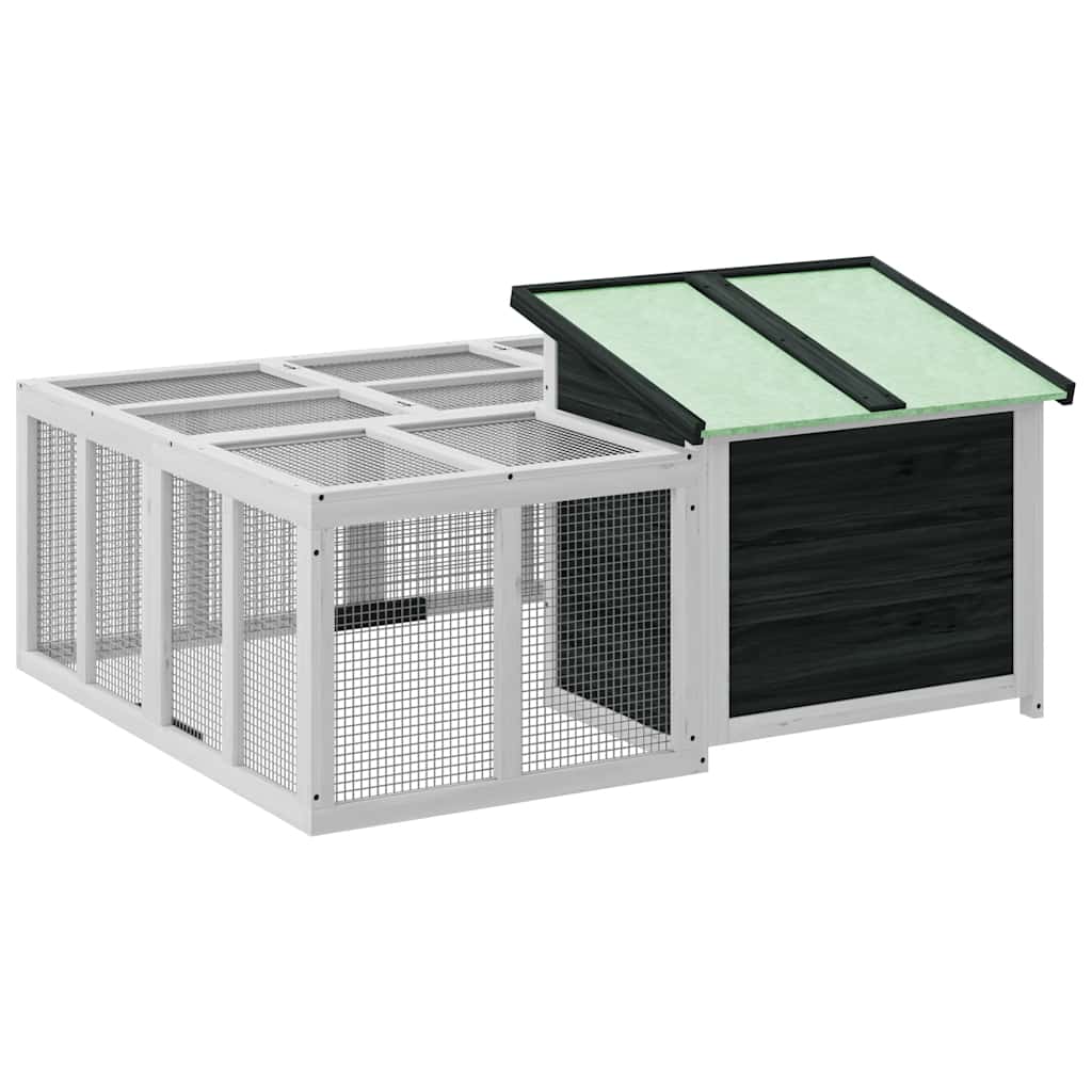 Κλουβί Κουνελιών Γκρι 144 x 123 x 67,5 εκ. Μασίφ Ξύλο Πεύκου