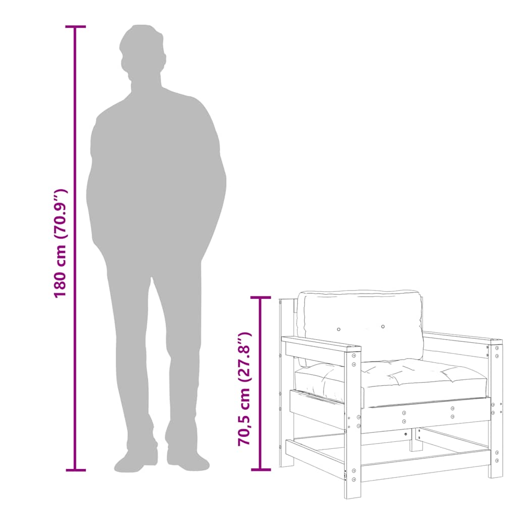 Καρέκλες Κήπου με Μαξιλάρια 2 τεμ. Γκρι από Μασίφ Ξύλο Πεύκου