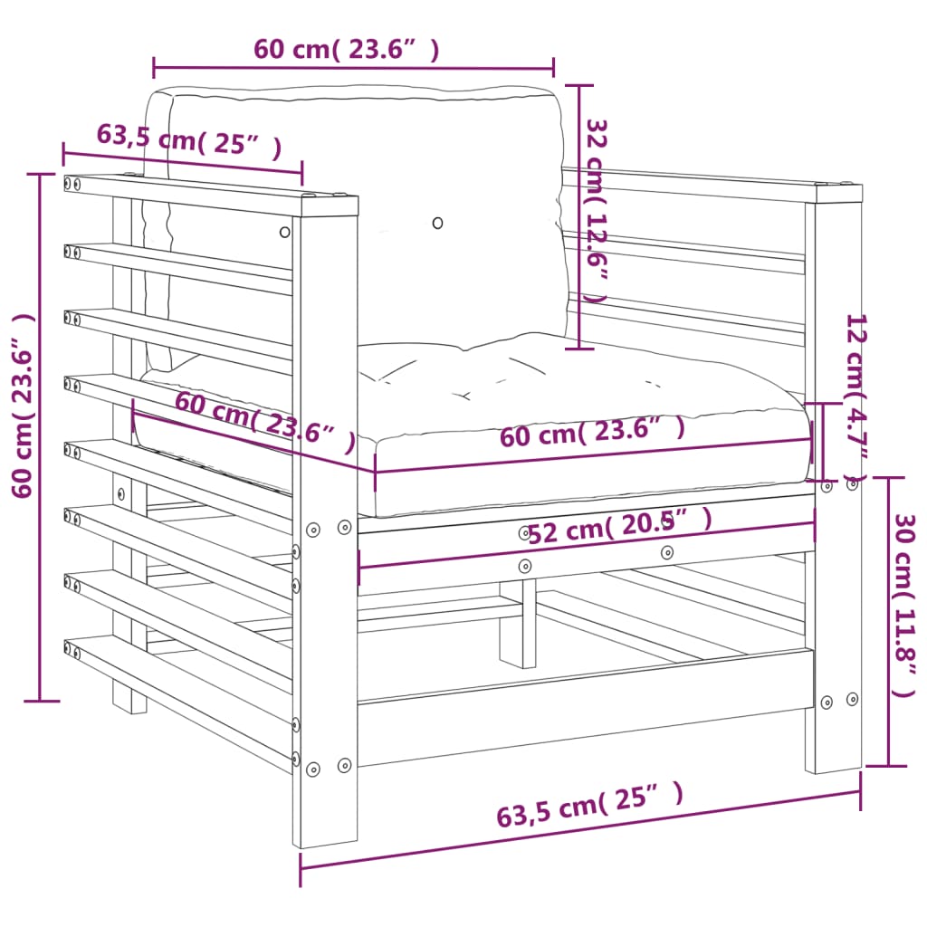 Καρέκλες Κήπου με Μαξιλάρια 2 τεμ. Λευκές από Μασίφ Ξύλο Πεύκου
