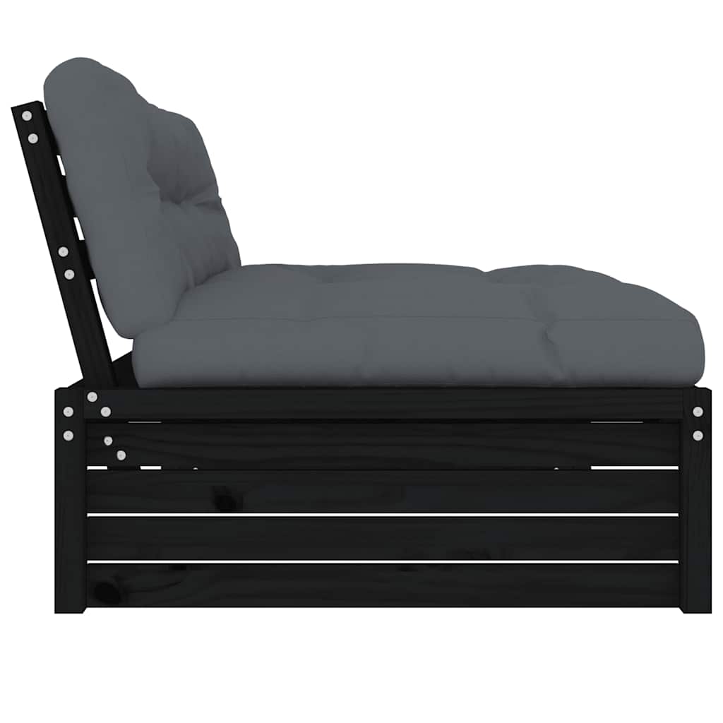 Καναπές Μεσαίος Μαύρος 120 x 80 εκ. από Μασίφ Ξύλο Πεύκου