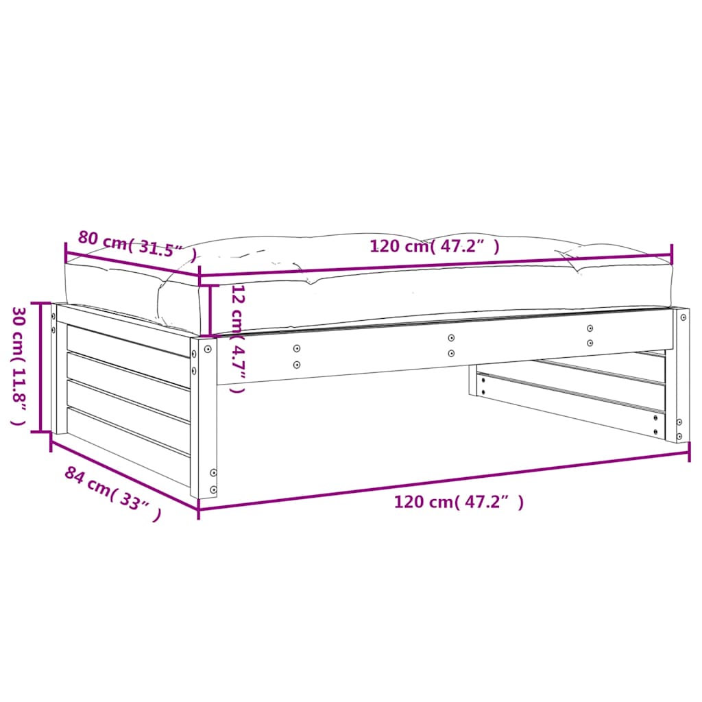 Υποπόδιο Κήπου 120 x 80 εκ. από Εμποτισμένο Ξύλο Πεύκου