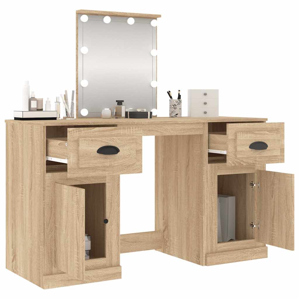 Μπουντουάρ με LED Sonoma Δρυς 130 x 50 x 132,5 εκ.