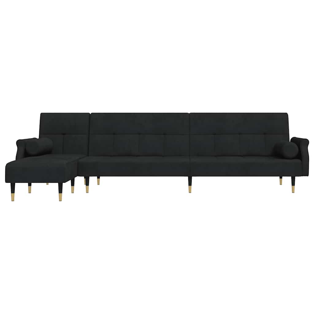 Καναπές Κρεβάτι Γωνιακός Μαύρος 271 x 140 x 70 εκ. Βελούδινος