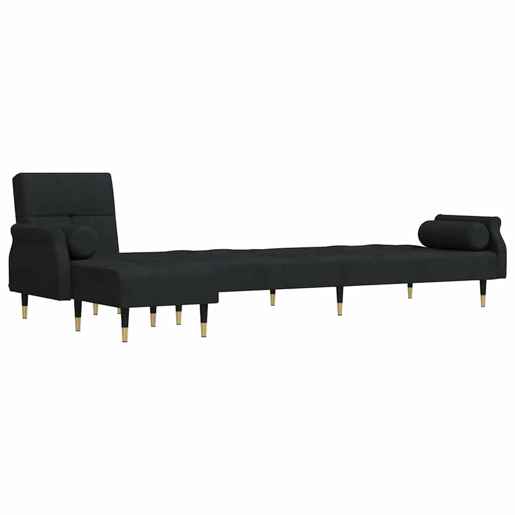 Καναπές Κρεβάτι Γωνιακός Μαύρος 271 x 140 x 70 εκ. Βελούδινος