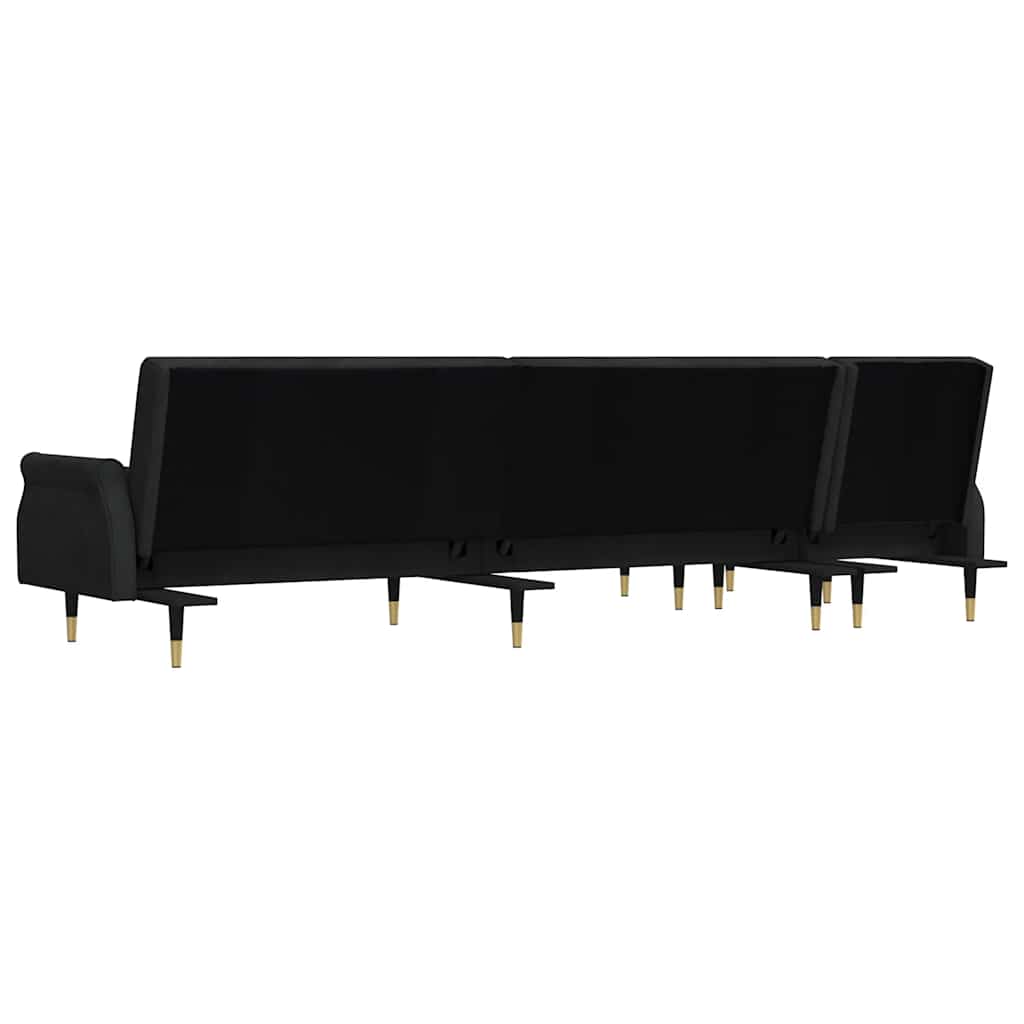 Καναπές Κρεβάτι Γωνιακός Μαύρος 271 x 140 x 70 εκ. Βελούδινος