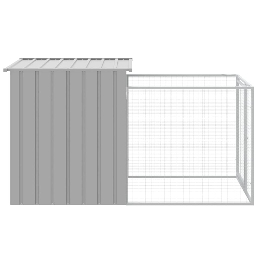 Σπιτάκι Σκύλου με Τρέξιμο Ανοιχτό Γκρι 110x201x110 εκ. από Γαλβανισμένο Ατσάλι