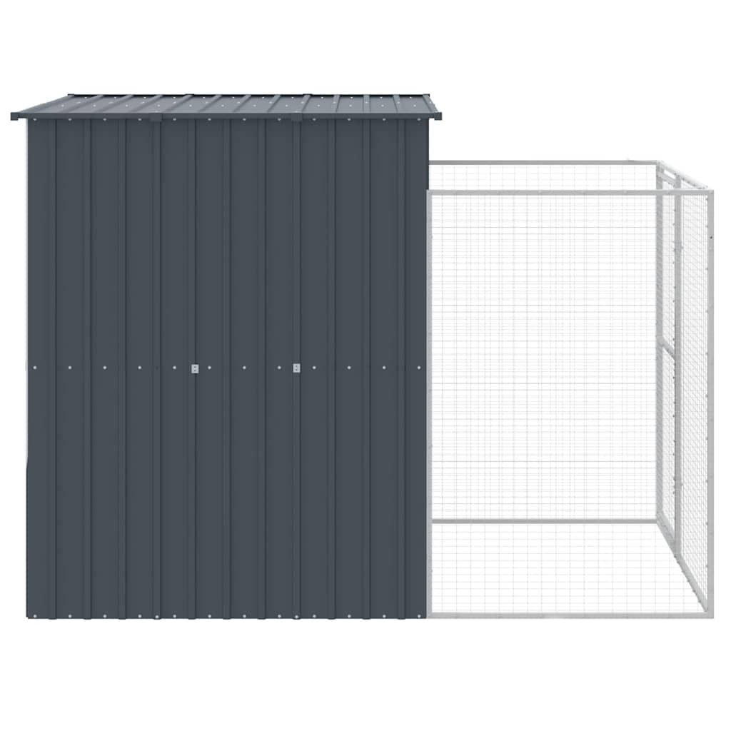 Σπιτάκι Σκύλου με Αυλή Ανθρακί 165x251x181 εκ. Γαλβαν. Χάλυβας