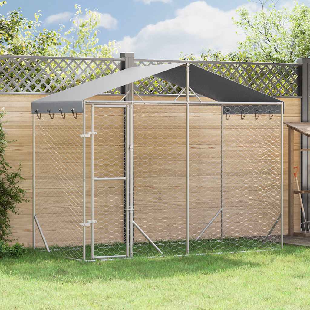 Κλουβί Σκύλου Εξ. Χώρου με Οροφή Ασημί 3x1,5x2,5 μ Γαλβ. Ατσάλι