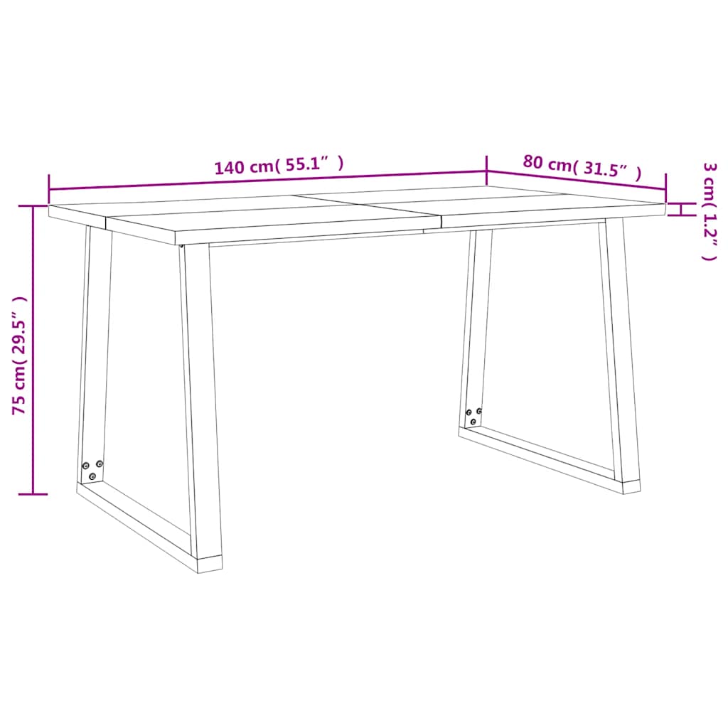 Τραπεζαρία με Φυσικό Περίγραμμα 140x80x75 εκ Μασίφ Ξύλο Ακακίας