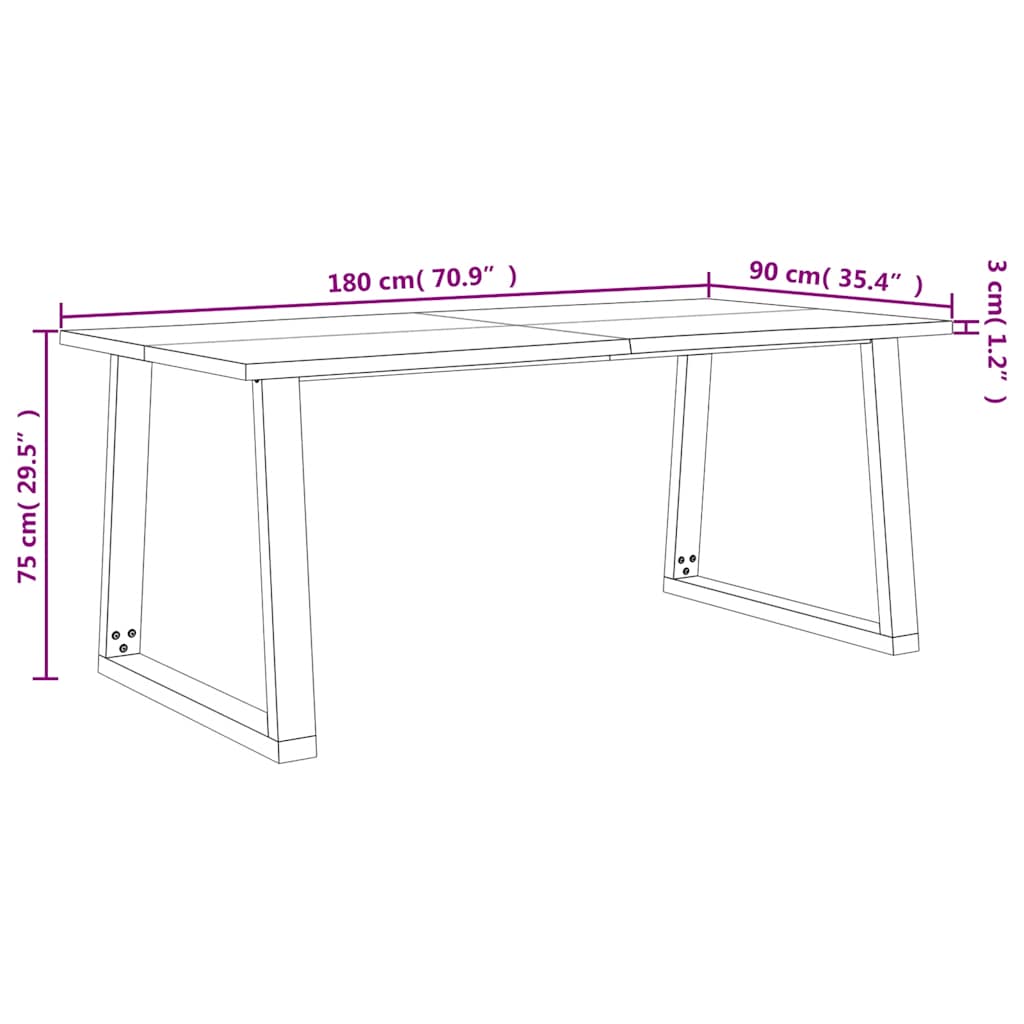Τραπεζαρία με Φυσικό Περίγραμμα 180x90x75 εκ Μασίφ Ξύλο Ακακίας