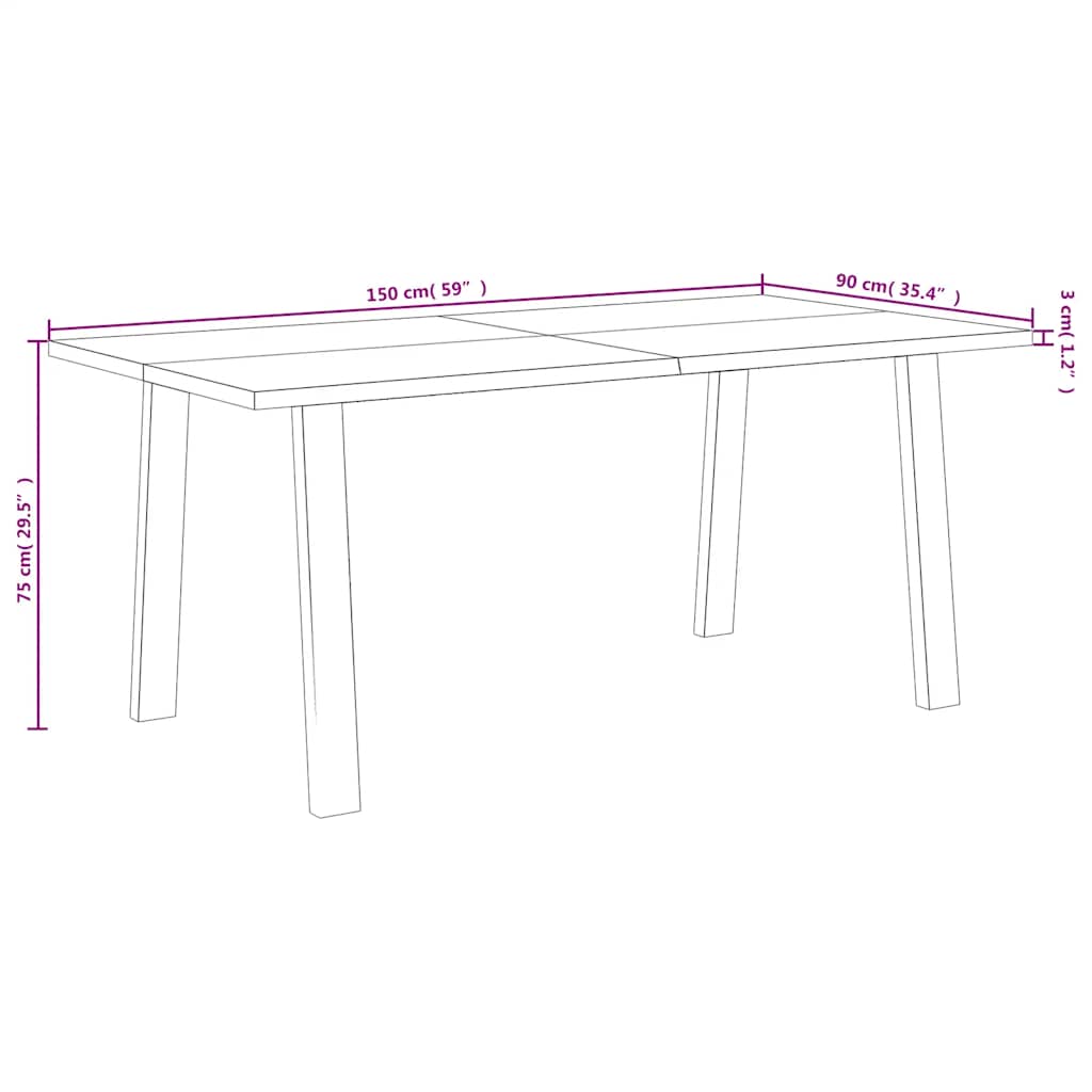 Τραπεζαρία 150 x 90 x 75 εκ. από Μασίφ Ξύλο Ακακίας