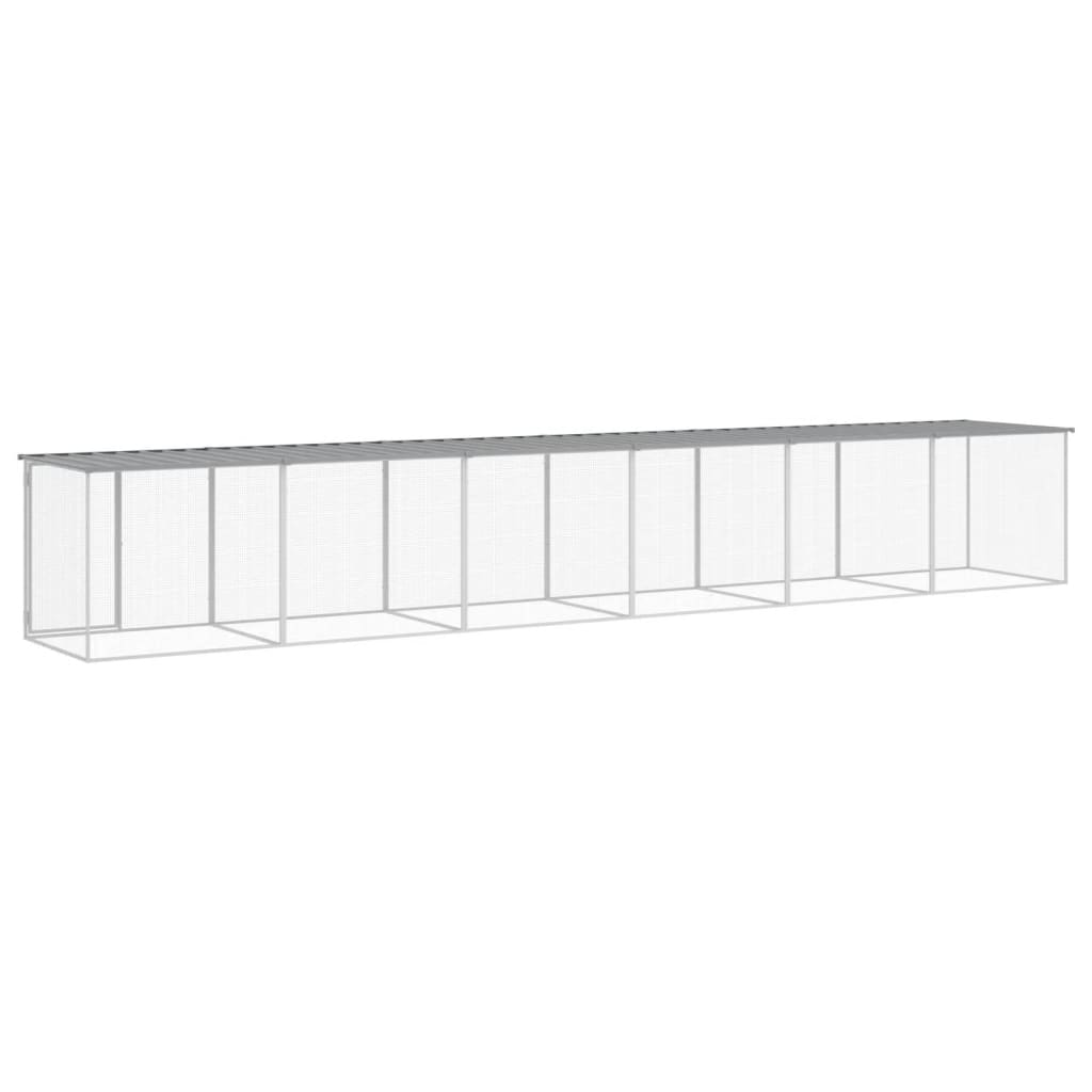 Κοτέτσι - Κλουβί με Στέγη Αν. Γκρι 603x98x90 εκ. Γαλβαν. Ατσάλι