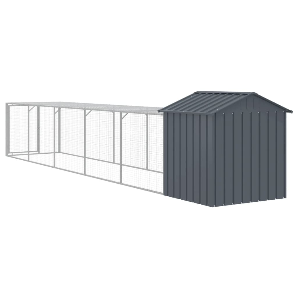 Κοτέτσι με Περίβολο Ανθρακί 117x609x123 εκ. Γαλβαν. Χάλυβας