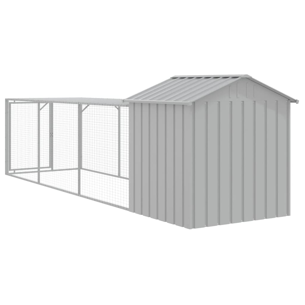 Κλουβί για Κότες με Αυλή Αν. Γκρι 117x405x123 εκ Γαλβαν. Ατσάλι