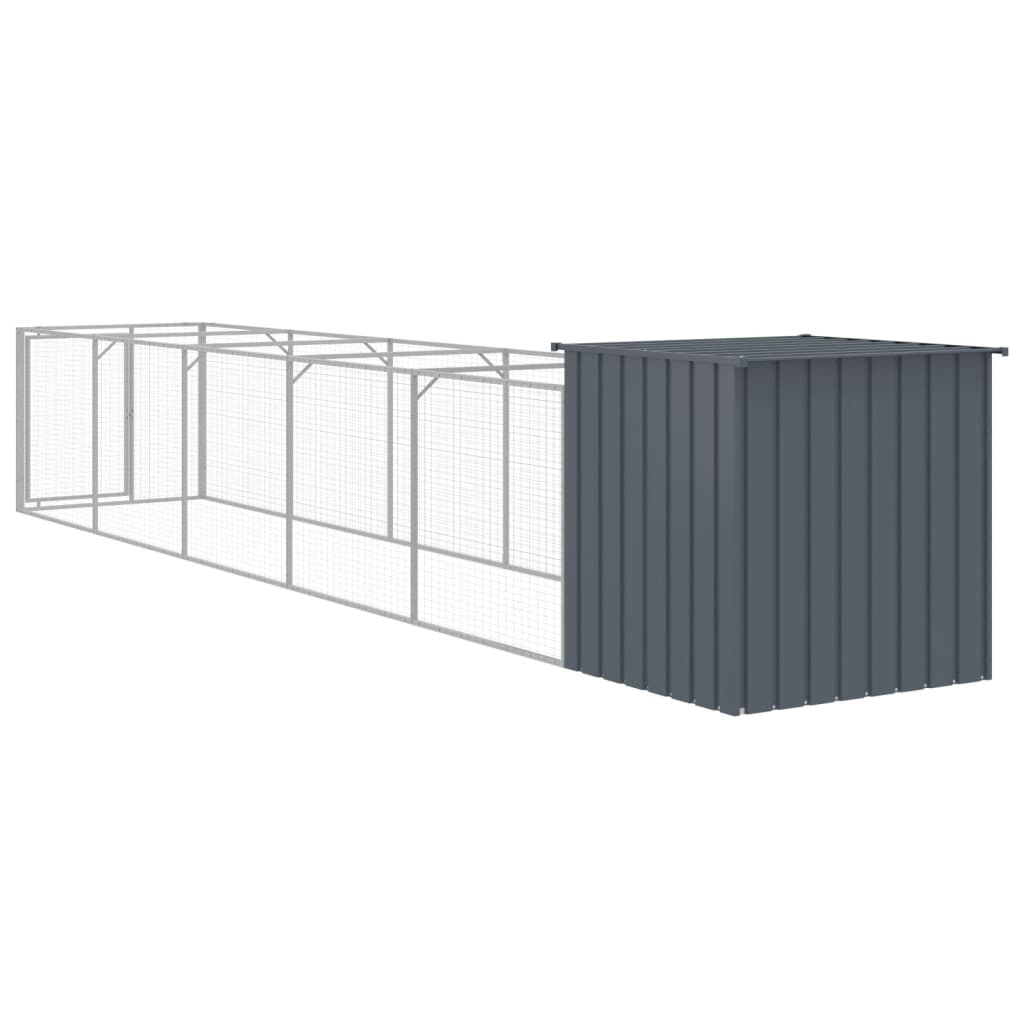 Σπιτάκι Σκύλου με Αυλή Ανθρακί 110x609x110 εκ. Γαλβαν. Χάλυβας
