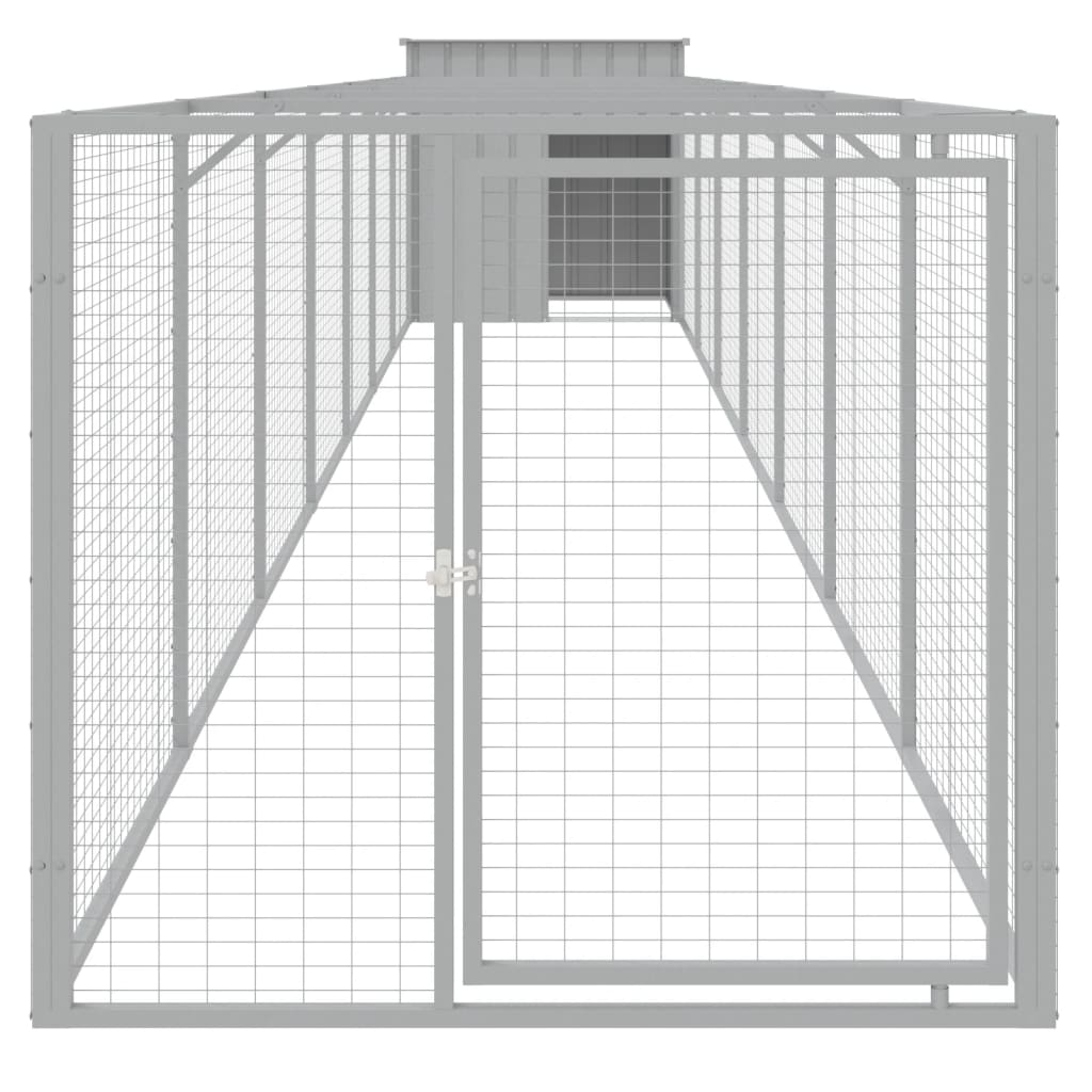 Σπιτάκι Σκύλου με Αυλή Αν. Γκρι 110x813x110 εκ. Γαλβαν. Χάλυβας