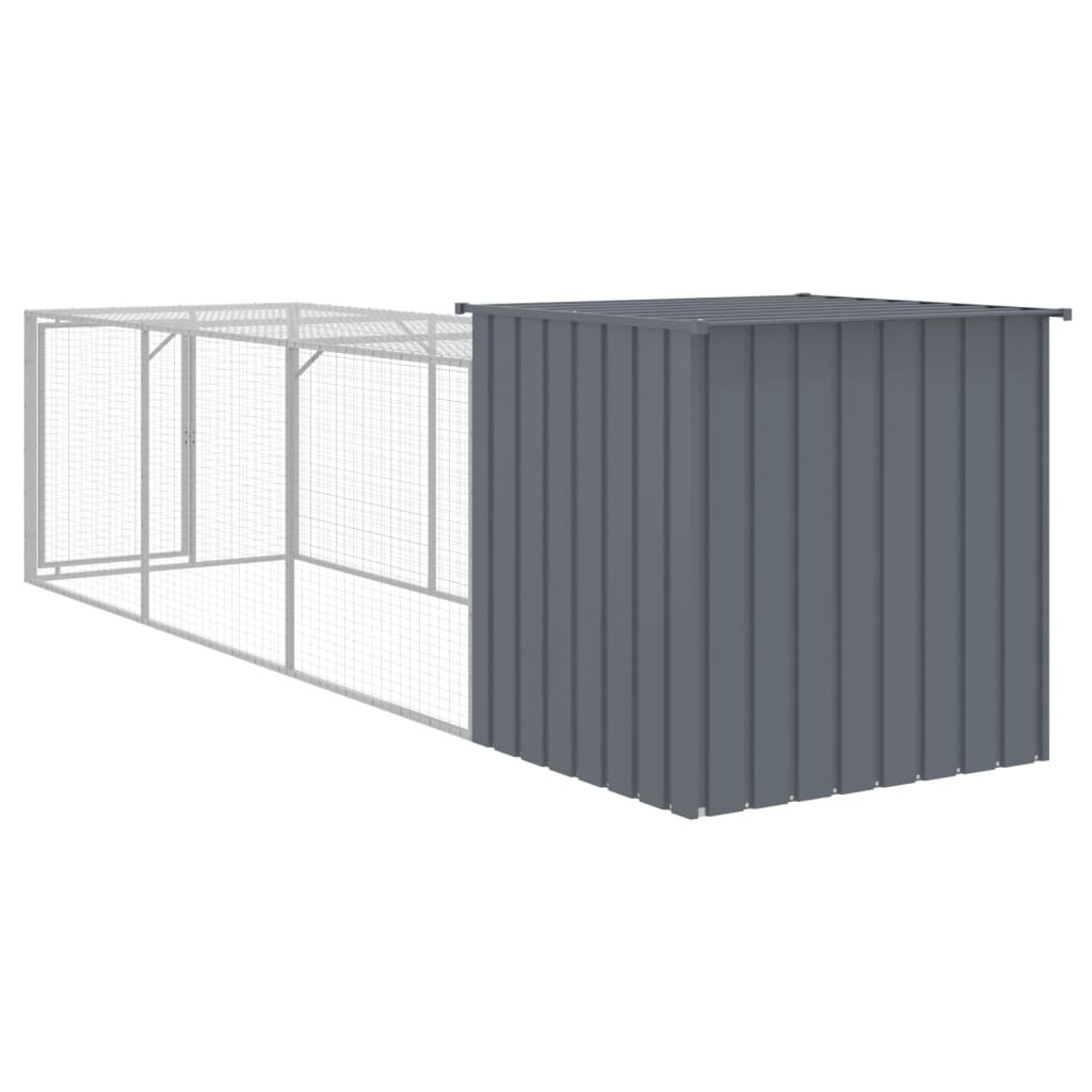 Κοτέτσι με Περίβολο Ανθρακί 110x405x110 εκ. Γαλβαν. Χάλυβας