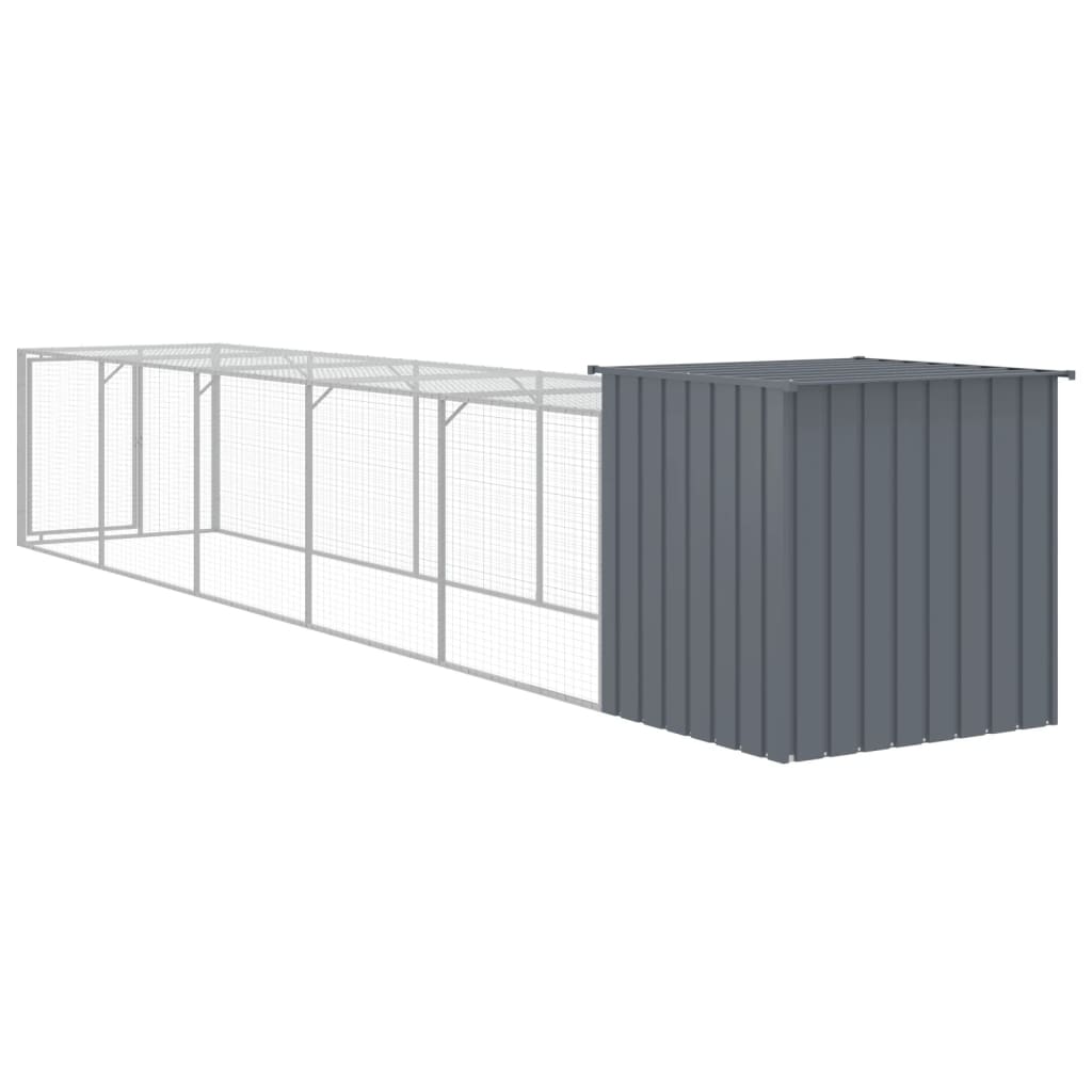 Κοτέτσι με Περίβολο Ανθρακί 110x609x110 εκ. Γαλβαν. Χάλυβας