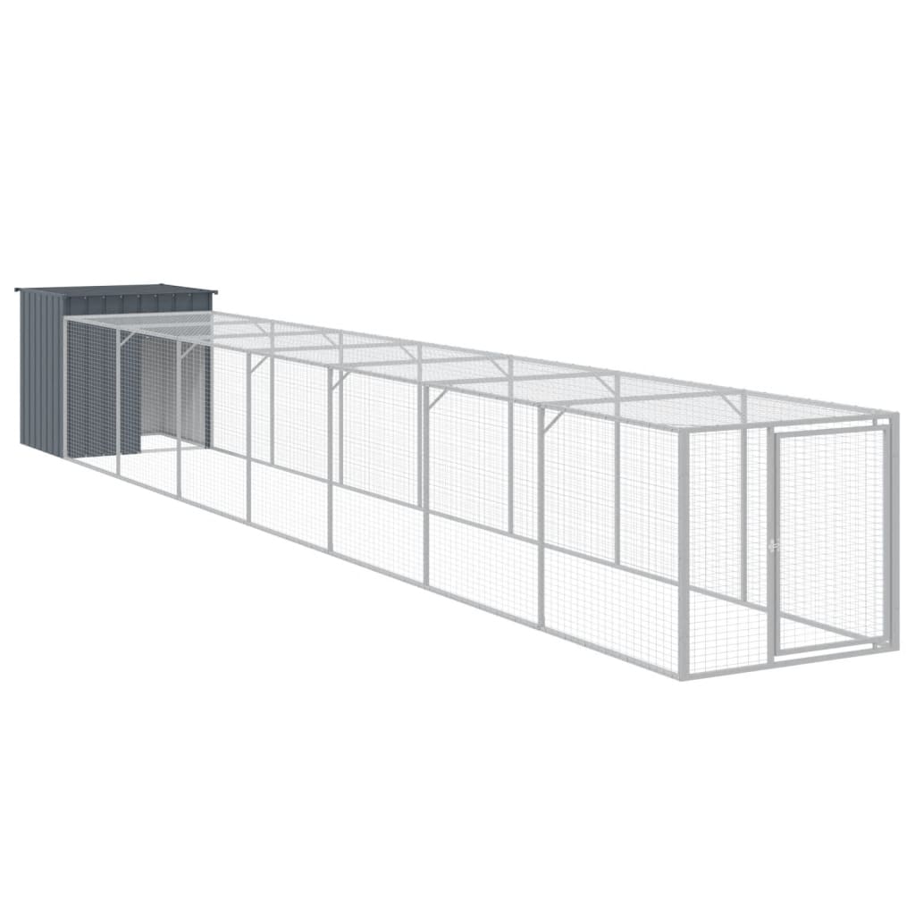 Κοτέτσι με Περίβολο Ανθρακί 110x813x110 εκ. Γαλβαν. Ατσάλι