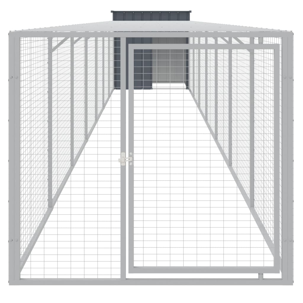 Κοτέτσι με Περίβολο Ανθρακί 110x813x110 εκ. Γαλβαν. Ατσάλι