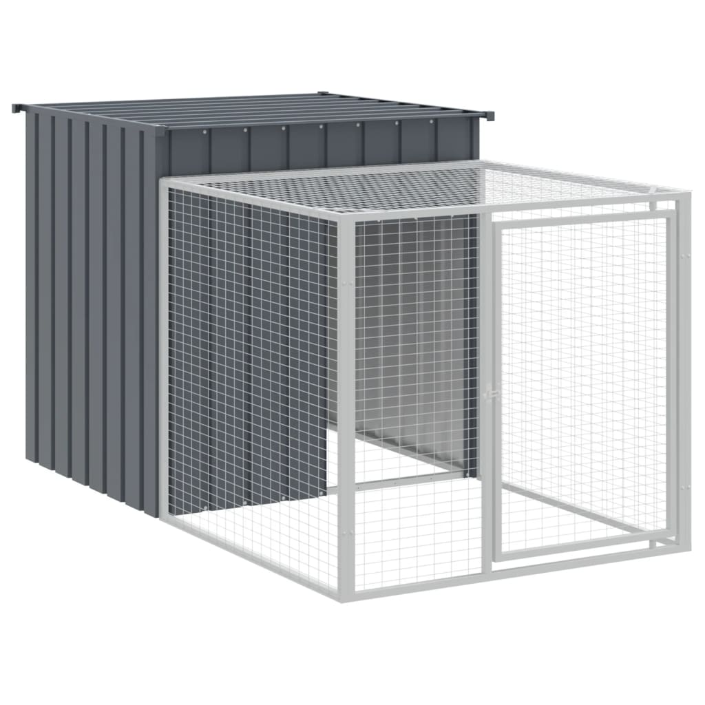 Κοτέτσι με Περίβολο Ανθρακί 110x1017x110 εκ. Γαλβ. Χάλυβας