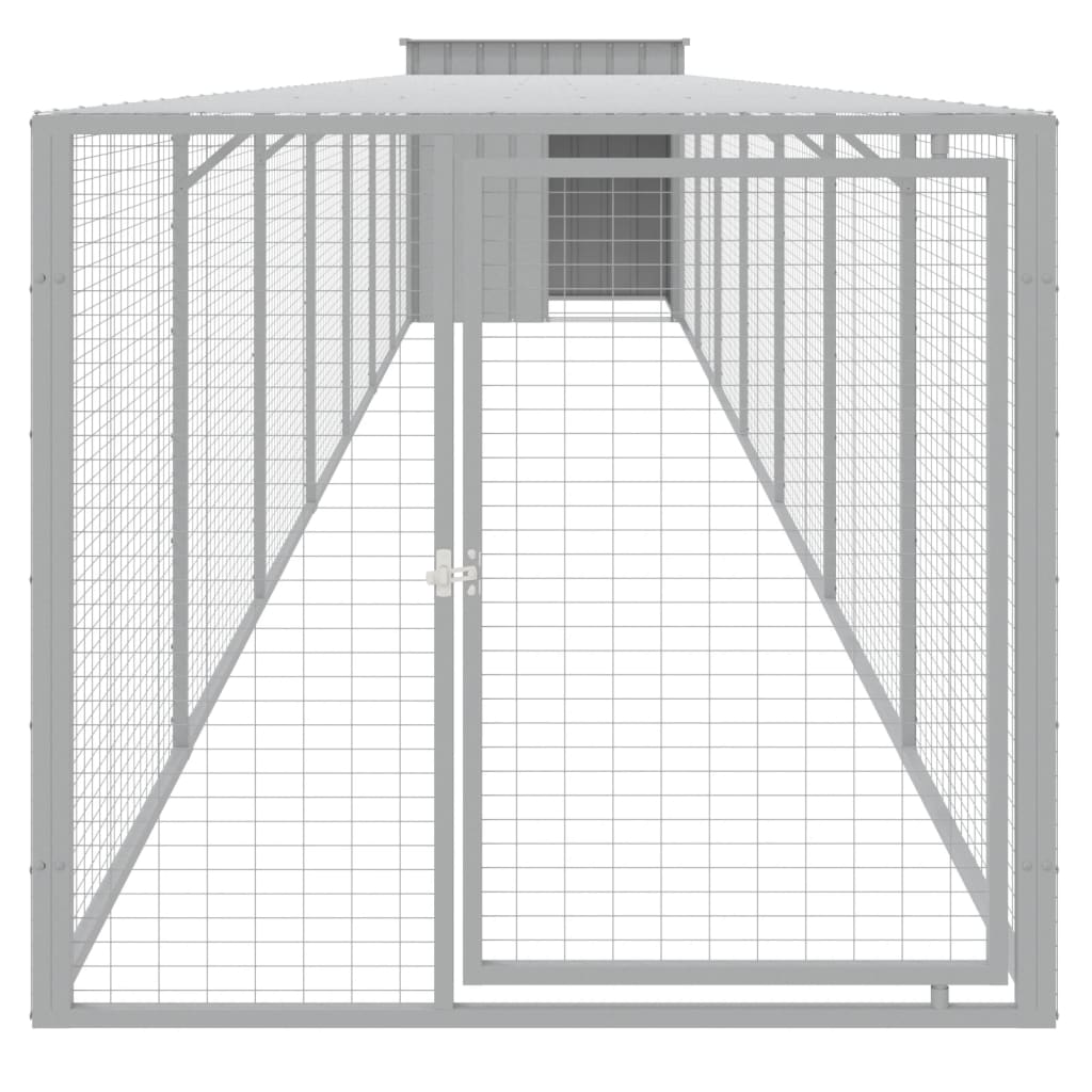 Κοτέτσι με Περίβολο Αν. Γκρι 110x813x110 εκ. Γαλβαν. Χάλυβας