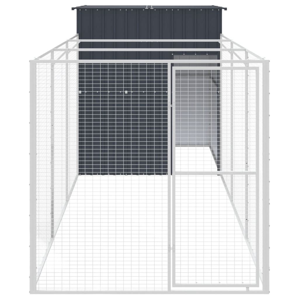 Σπιτάκι Σκύλου με Αυλή Ανθρακί 165x455x181 εκ. Γαλβαν. Χάλυβας