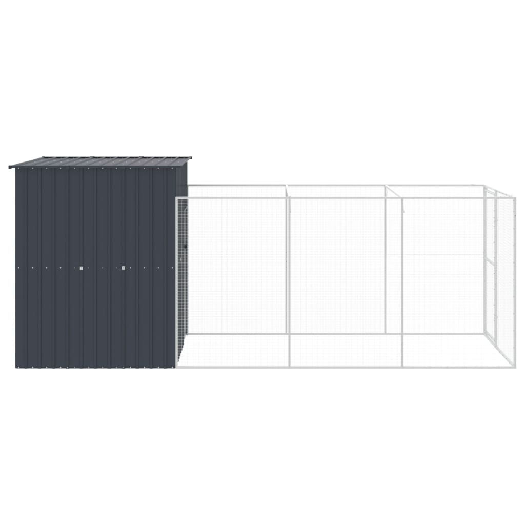 Σπιτάκι Σκύλου με Αυλή Ανθρακί 165x455x181 εκ. Γαλβαν. Χάλυβας