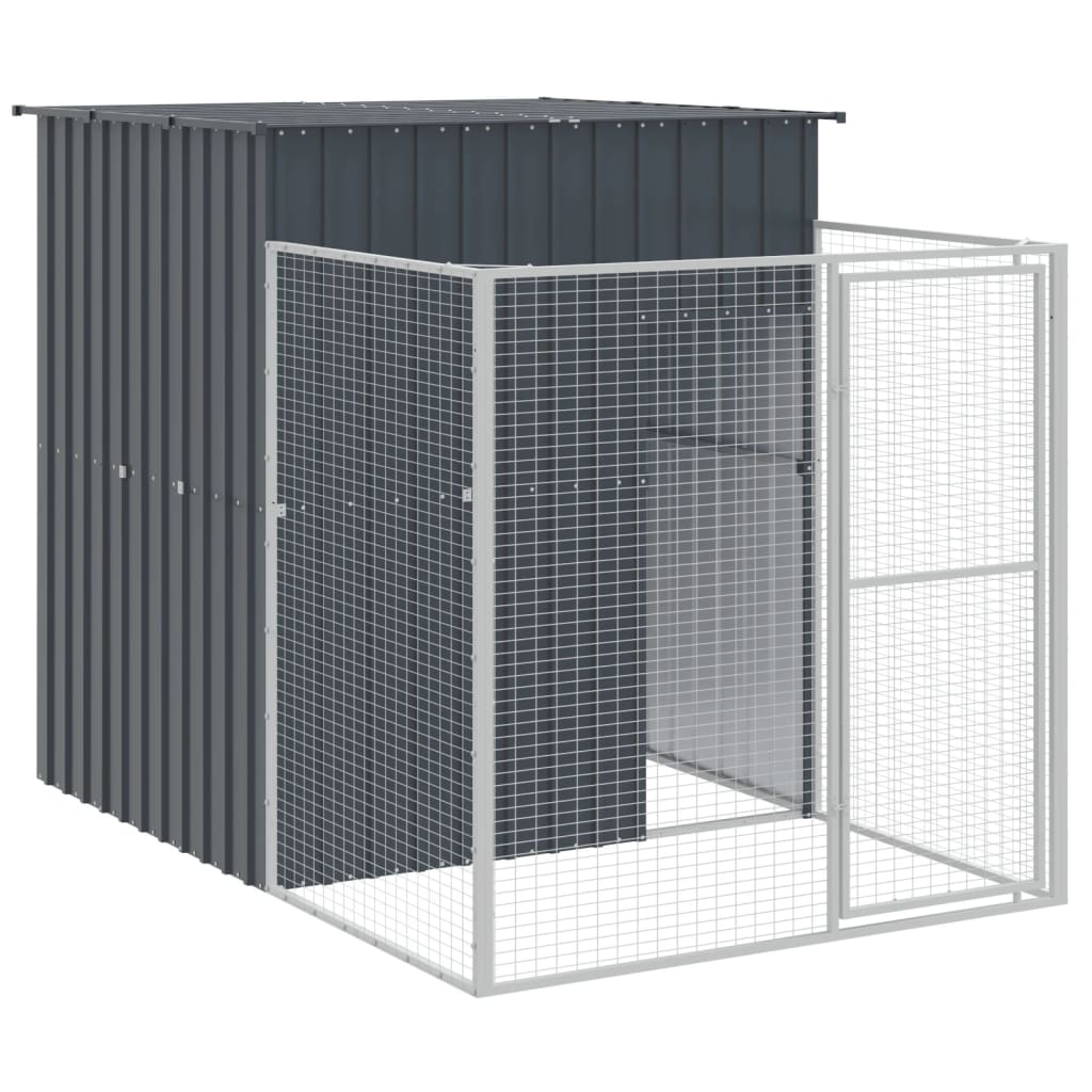 Σπιτάκι Σκύλου με Αυλή Ανθρακί 165x863x181 εκ. Γαλβαν. Χάλυβας